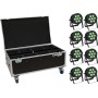 EUROLITE Set 8x LED IP PAR 7x8W QCL Spot + Case mit Rollen (20000887)