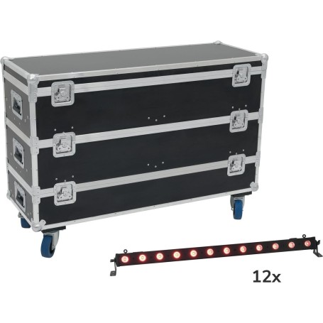 EUROLITE Set 12x LED BAR-12 QCL RGB+UV Leiste + Case mit Rollen (20000891)