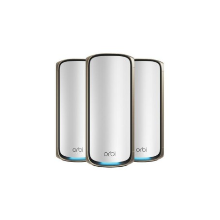 NETGEAR Orbi 970 Series Quad-Band WiFi 7, 3-Pack Quad-band (2.4 GHz / 5 GHz-1 / 5 GHz-2 / 6 GHz) Wi-Fi 6 (802.11ax) Grigio Inter (RBE973S-100EUS)