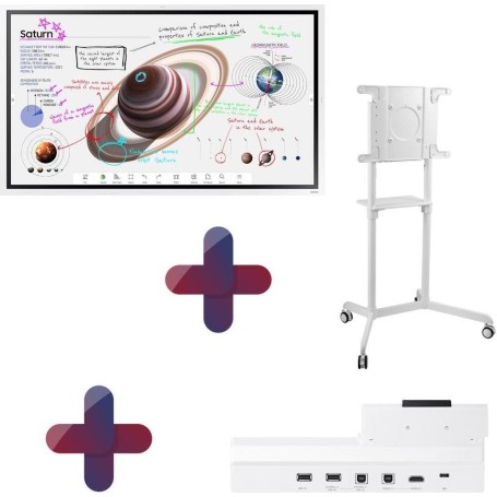 Samsung Flip Pro WM55B 55 Zoll 4K UHD Interaktives Display inkl. Rollwagen TRVT-FLIP2 & Tray CY-TF65BBC (LH55WMBWBGCXEN+TRVT-FLIP2+CY-T)