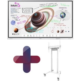 Samsung Flip Pro WM85B 85 Zoll 4K UHD Interactive Display mit Neomounts FL55-875WH1 motorisiertem Rollwagen (LH85WMBWLGCXEN+FL55-875WH)
