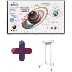 Samsung Flip Pro WM75B 75 Zoll 4K UHD Interaktives Display mit Neomounts FL55-875WH1 motorisiertem Rollwagen (LH75WMBWLGCXEN+FL55-875WH1)