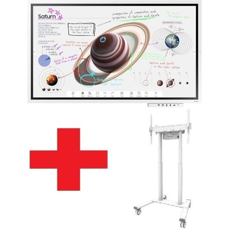 Samsung Flip Pro WM55B 139,70cm (55")  4K Interaktives Whiteboard inkl. Neomounts FL55-875WH1 Rollwagen & CY-TF65BBC Tray (LH55WMBWBGCXEN+FL55-875WH)