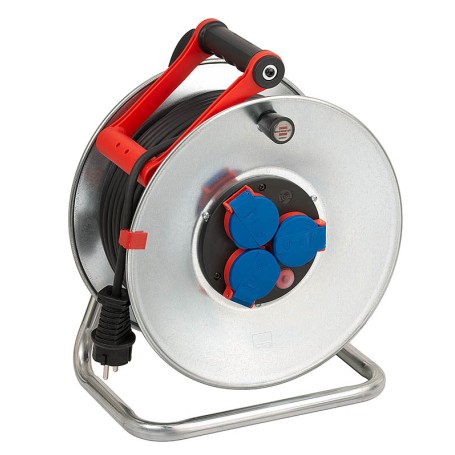 Brennenstuhl 1198590 prolunghe e multiple 50 m 3 presa(e) AC Esterno Blu, Rosso, Acciaio inox