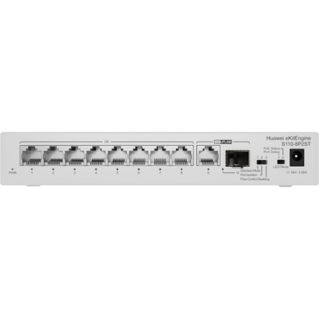 HUAWEI eKit S110 Series S110-8P2ST Non gestito L2 Gigabit Ethernet (10/100/1000) Supporto Power over Ethernet (PoE) Grigio (98012269)