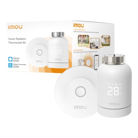 Imou TRV1 Kit. Comprende hub ZG2-EU e valvola TRV1 con 6 adattatori di montaggio, rilevamento finestra aperta, protezione congel (ZG2-EU E VALVOLTRV1.1)