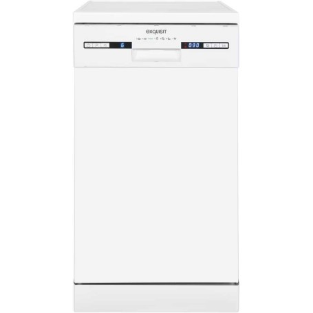 Lavastoviglie a libera installazione Exquisit GSP9309-030E, larghezza 45 cm, 9 coperti, 7 programmi, display a LED, bianca.