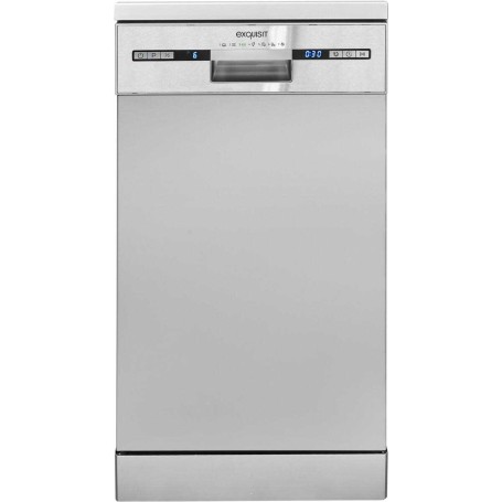 Lavastoviglie a libera installazione Exquisit GSP9309-030E, larghezza 45 cm, 9 coperti, 7 programmi, display a LED, argento.