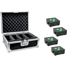 EUROLITE Set 4x AKKU IP Flat Light 3 sw + Case (20000859)