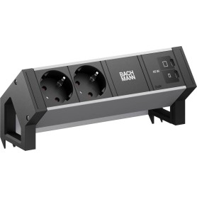 Bachmann DESK2 ALU Black Tischanschlussleiste 2x CEE7/3 1x USB-C/C 45W schwarz RAL9005 (BM0022045)