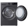 Asciugatrice a pompa di calore LG RT80X7B da 8 kg, larghezza 60 cm, con funzioni TurboDry, colore nero opaco.