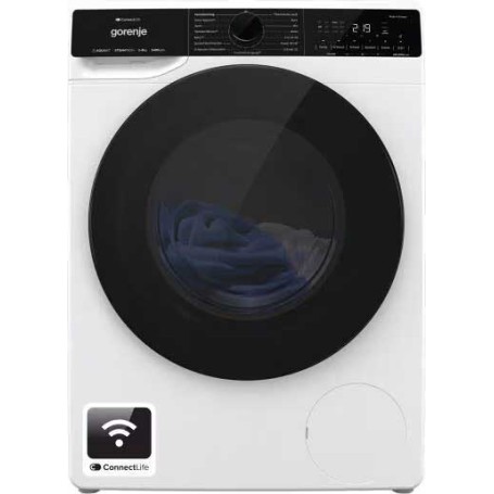 Lavatrice a carica frontale SlimLine Gorenje WPNA84SATSWIFI da 8 kg, profondità 46,5 cm, larghezza 60 cm, bianca.