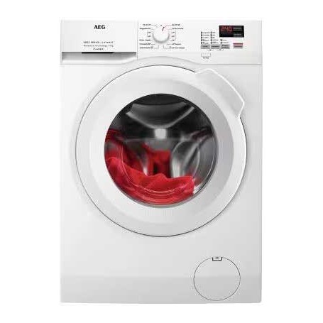 Lavatrice a carica frontale AEG L6FBC41478 da 7 kg, larghezza 60 cm, 1400 giri/min, Aqua-Stop, bianca.