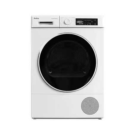 Asciugatrice a pompa di calore Amica WTP 482 100 da 8 kg, larghezza 60 cm, 15 programmi, bianca.