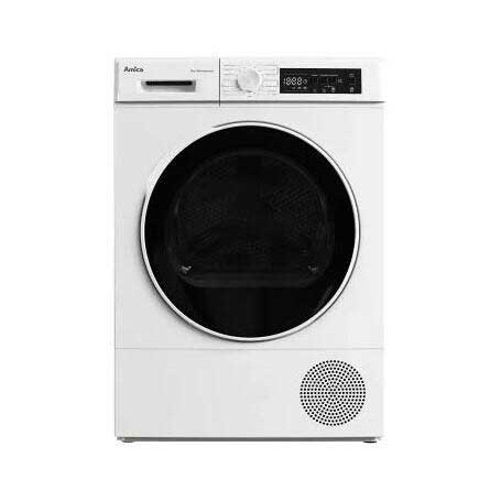 Asciugatrice a pompa di calore Amica WTP 483 100 da 8 kg, larghezza 60 cm, 15 programmi, bianca.