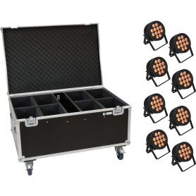 EUROLITE Set 8x LED IP PAR 12x9W SCL Spot + Case mit Rollen (20000885)