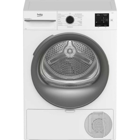 Asciugatrice a pompa di calore Beko BM3T39210W1, 9 kg, larghezza 60 cm, 15 programmi, colore bianco.