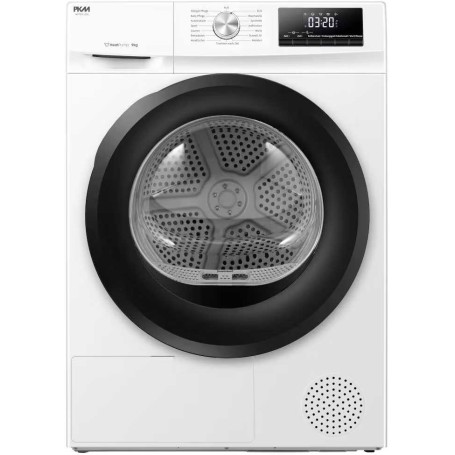Asciugatrice a pompa di calore PKM WPTO9-13DE da 9 kg, larghezza 59,5 cm, 13 programmi, bianca.