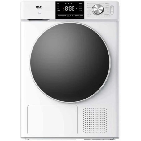 Asciugatrice a pompa di calore PKM WPT10-14E da 10 kg, larghezza 59,5 cm, 14 programmi, bianca.