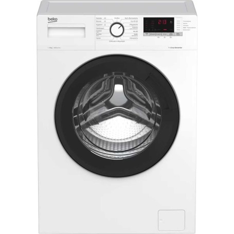 Lavatrice a carica frontale Beko WLM81434NPSA da 8 kg, larghezza 60 cm, colore bianco.