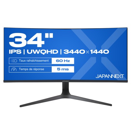 JAPANNEXT JN-IPS340UWQHD60C-C65W-HS Monitor PC 86,4 cm (34") 3440 x 1440 Pixel UltraWide Quad HD LCD Nero, Argento