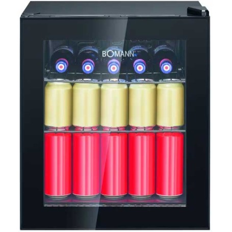 Frigorifero Bomann KSG 7291 con porta in vetro, larghezza 44 cm, capacità 46 litri, colore nero.