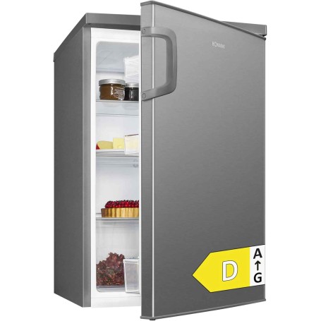 Frigorifero Bomann VS2195.1 di dimensioni standard, larghezza 56 cm, 133 litri, acciaio inox.