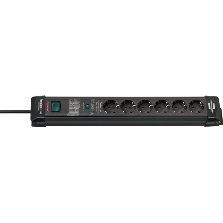 Premium-Line Steckdosenleiste 6-fach (schwarz, 1,8 Meter, 26.000A berspannungsschutz) (1951160400)