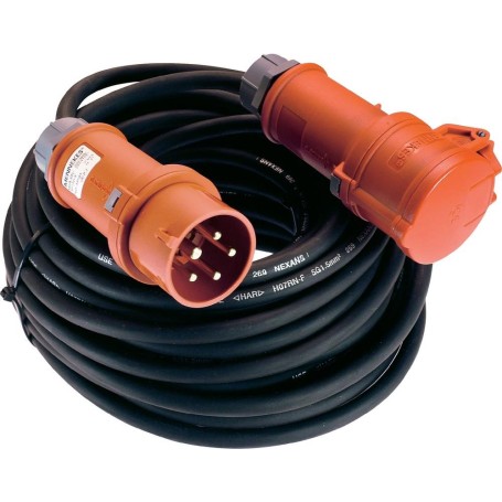 AS Schwabe Strom Verlängerungskabel [ CEE-Stecker - CEE-Kupplung] 32 A Schwarz 25.00 m 61028 (61028)