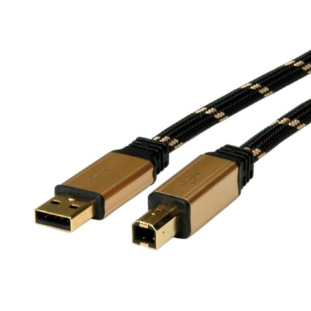 ROLINE 11.02.8803 cavo USB 3 m USB 2.0 USB A USB B Nero, Oro (RO11.02.8803)