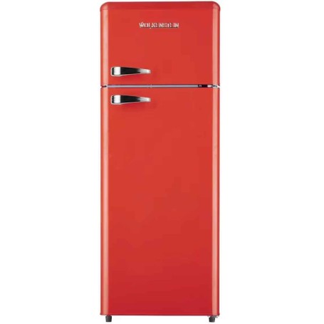 Wolkenstein GK212.4RT FR Combinazione congelatore retrò, larghezza 54,5 cm, 211 L, illuminazione a LED, rosso