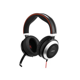 Jabra Evolve 80 Stereo Cuffia Padiglione auricolare Connettore 3.5 mm Nero, Rosso, Argento (14401-11)