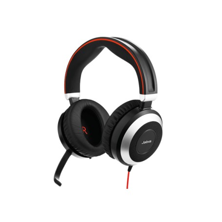 Jabra Evolve 80 Stereo Cuffia Padiglione auricolare Connettore 3.5 mm Nero, Rosso, Argento (14401-11)