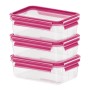 EMSA 515582 recipiente per cibo Rettangolare Scatola 0,55 L Rosa, Trasparente 3 pz