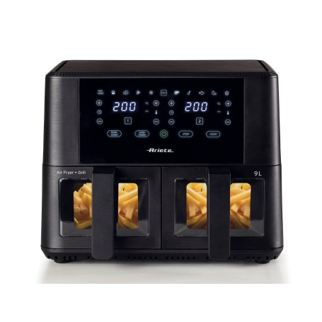 Ariete 4631 Friggitrice ad aria Doppia 9L, 2400W, Capacità totale 9L, 11 programmi, Multifunzione, Fino a 3,6 kg di fritto Temp