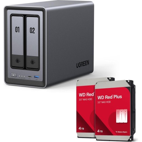 Ugreen NASync DXP2800 NAS System 2-Bay+ Western Digital Festplatte 2 x 4 - Storage Server (25369 & 2x WD40EFPX)