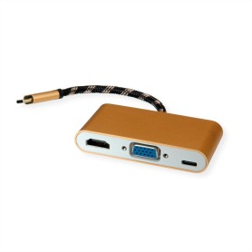 ROLINE 12.03.3155 replicatore di porte e docking station per laptop USB 3.2 Gen 1 (3.1 Gen 1) Type-B Nero, Oro, Bianco