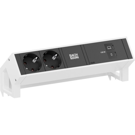 BACHMANN DESK2 2xCEE7/3 1xUSB C/C 100W, L0,2m RAL9010 (BM0022032)
