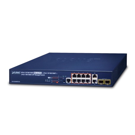 PLANET GS-5220-8P2T2S switch di rete Gestito L2+ Gigabit Ethernet (10/100/1000) Supporto Power over Ethernet (P (GS-5220-8P2T2S)
