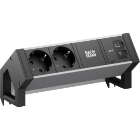BACHMANN DESK2 ALU BLACK 2xCEE7/3, 1xUSB C/C 65W L0,2m (BM0022046)