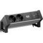 BACHMANN DESK2 ALU BLACK 2xCEE7/3, 1xUSB C/C 65W L0,2m (BM0022046)