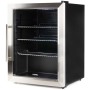 Frigorifero DOMO DO91609BK con porta in vetro, larghezza 47,3 cm, 60 litri, acciaio inox/nero.