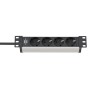 Alu-Line 10" Steckdosenleiste 4-fach (schwarz/silber, 1HE, 2 Meter) (1390007004)
