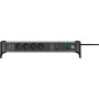 Alu-Office-Line Steckdosenleiste 4-fach (schwarz/aluminium, 1,8 Meter, 60.000A berspannungsschutz, 2x USB-A) (1391020410)
