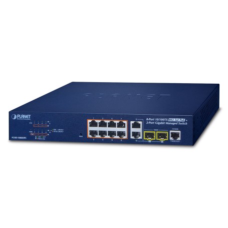 PLANET FGSD-1008HPS switch di rete Gestito Fast Ethernet (10/100) Supporto Power over Ethernet (PoE) Blu (FGSD-1008HPS)