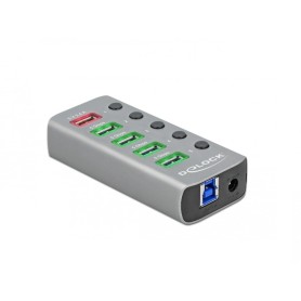 DeLOCK 63263 hub di interfaccia USB 3.2 Gen 1 (3.1 Gen 1) Type-B 5000 Mbit/s Grigio (63263)
