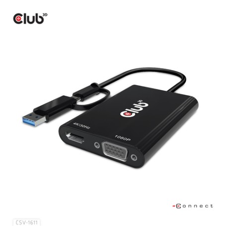 CLUB3D CSV-1611 adattatore grafico USB 3840 x 2160 Pixel Nero