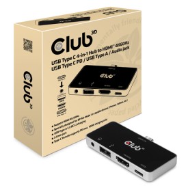 CLUB3D CSV-1591 replicatore di porte e docking station per laptop USB 3.2 Gen 1 (3.1 Gen 1) Type-C Nero, Cromo