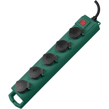 Brennenstuhl 1159910215 prolunghe e multiple 5 m 5 presa(e) AC Esterno Nero, Verde