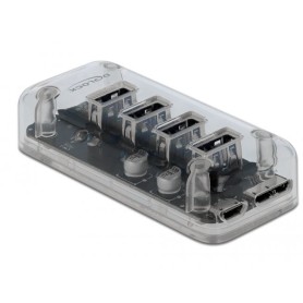 DeLOCK 64087 hub di interfaccia USB 3.2 Gen 1 (3.1 Gen 1) Micro-B 5000 Mbit/s Trasparente (64087)